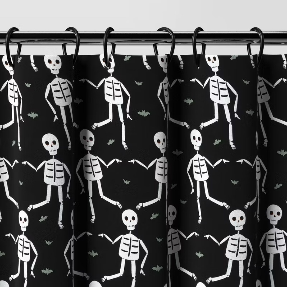 Halloween Glow in the Dark Skeleton Shower Curtain Hyde & EEK!